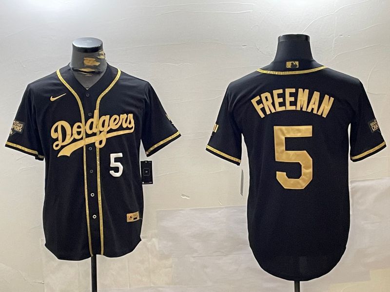 Men Los Angeles Dodgers #5 Freeman Black Gold Fashion Nike 2024 MLB Jersey style 11206->los angeles dodgers->MLB Jersey